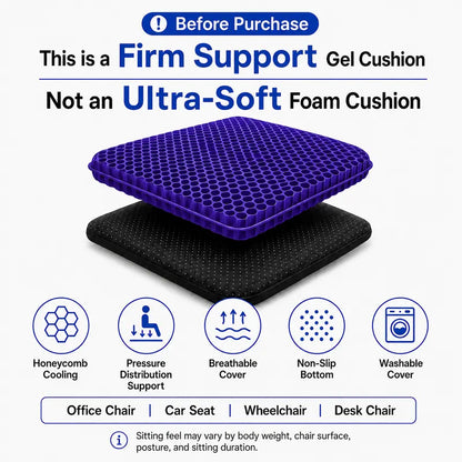 Ergonomic Gel Seat Cushion for Instant Back & Tailbone Pressure Relief