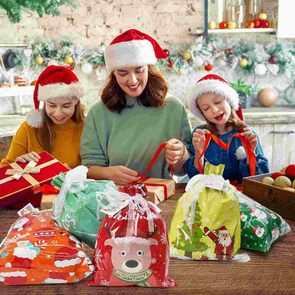 Instant Drawstring Christmas Foil Gift Bags Set