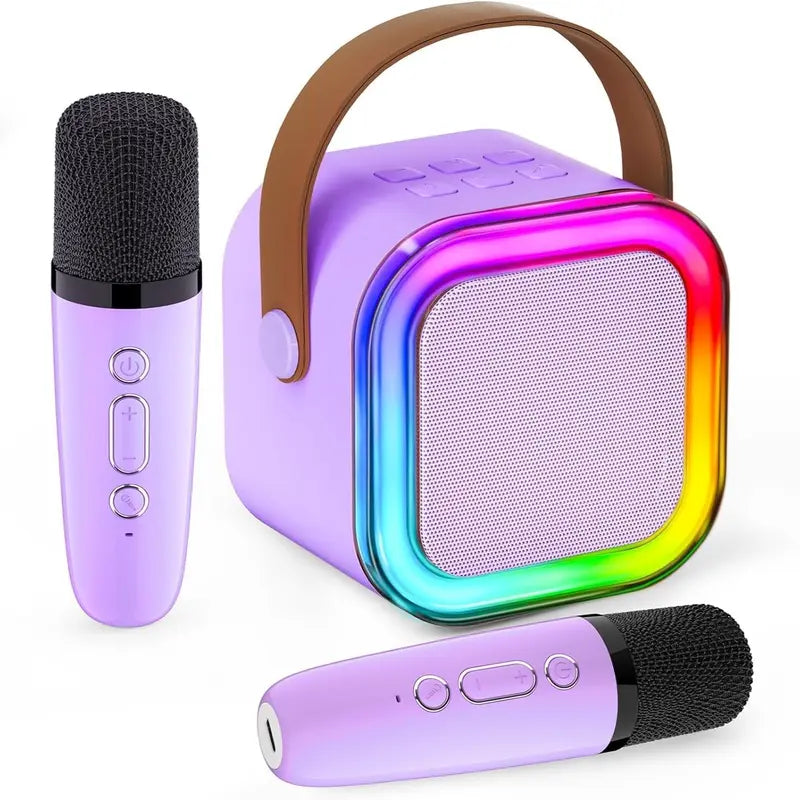 Mini Portable Bluetooth Karaoke Machine with Dual Wireless Microphones