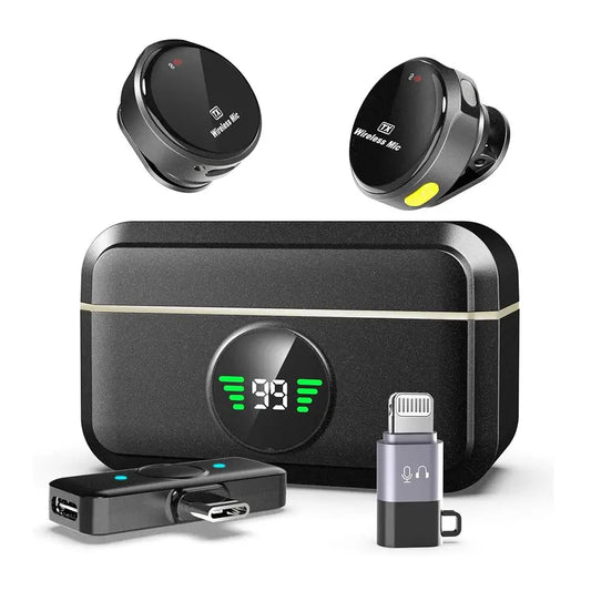 Ultra-Clear Wireless Lavalier Microphone with Smart LED Charging Case
