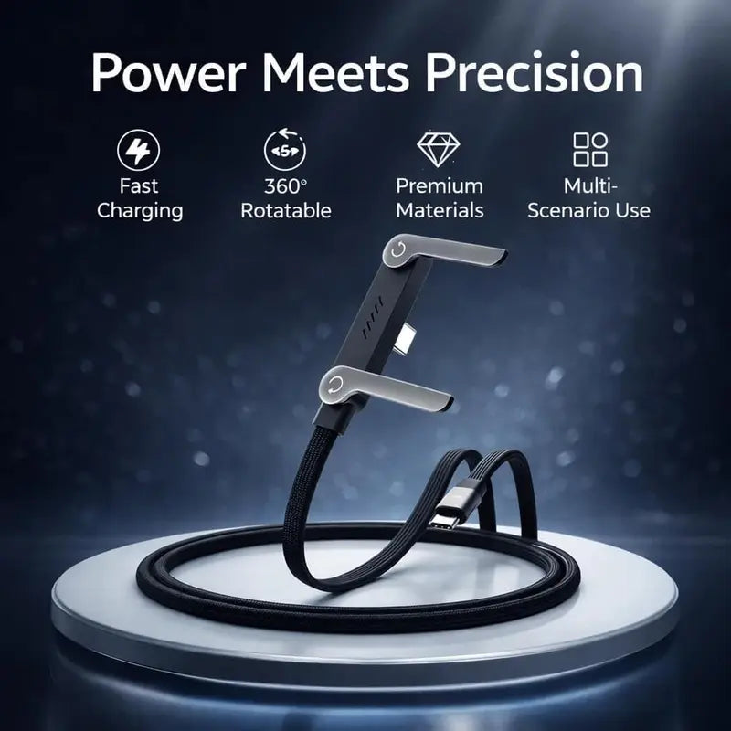 2-in-1 240W Fast Charging Cable with Foldable Phone Stand