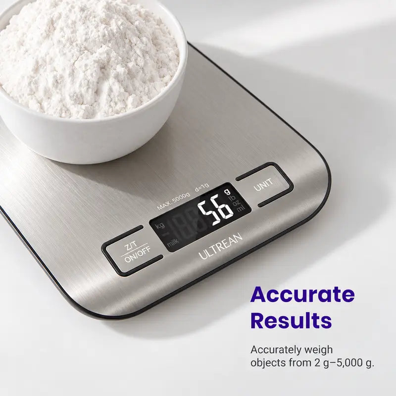 Ultra-Precision Digital Kitchen Food Scale - 1g High Accuracy & Easy Clean Stainless Steel