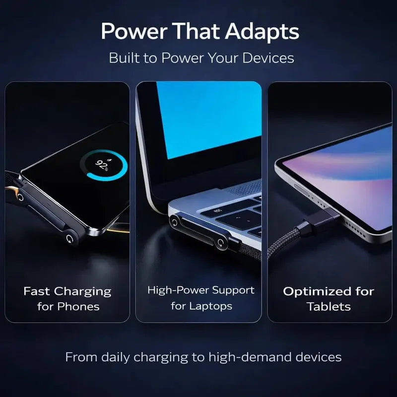 2-in-1 240W Fast Charging Cable with Foldable Phone Stand