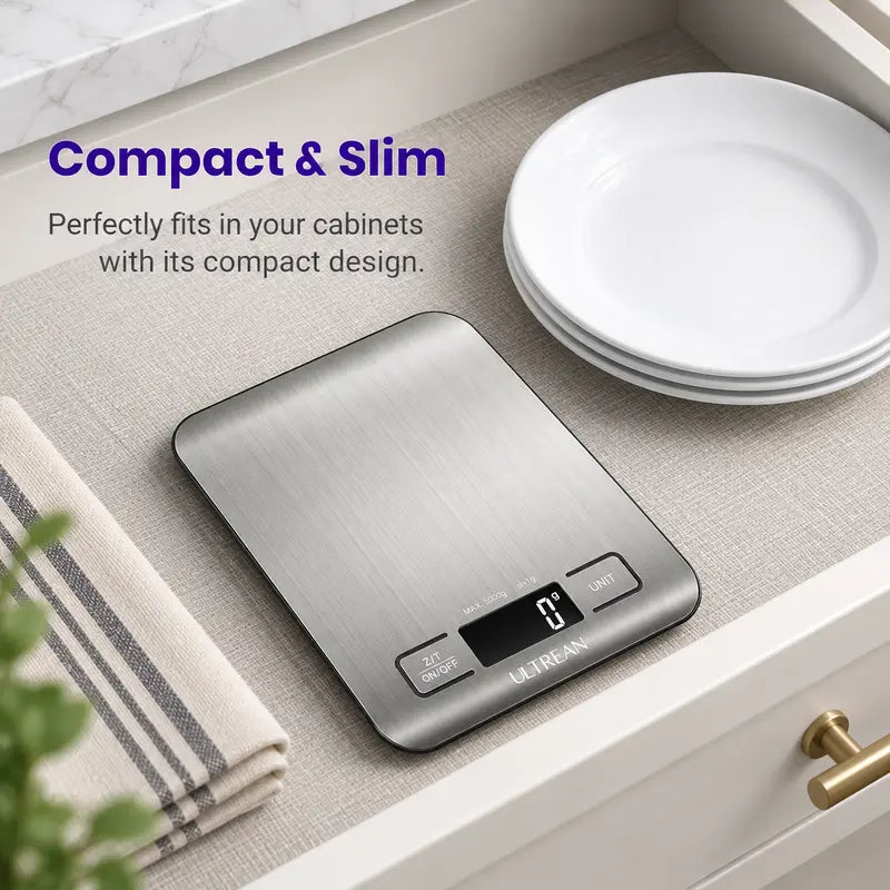 Ultra-Precision Digital Kitchen Food Scale - 1g High Accuracy & Easy Clean Stainless Steel