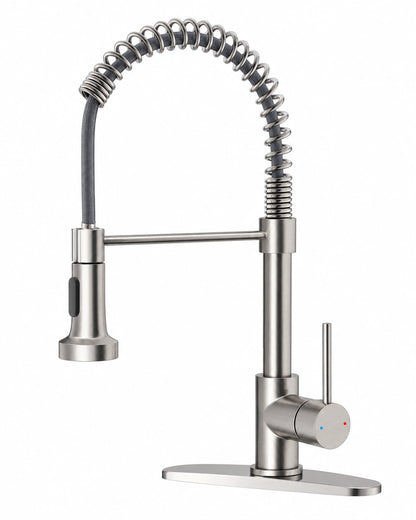 Kitchen Faucet with Pull Down Sprayer Brushed Nickel Single Handle Compact