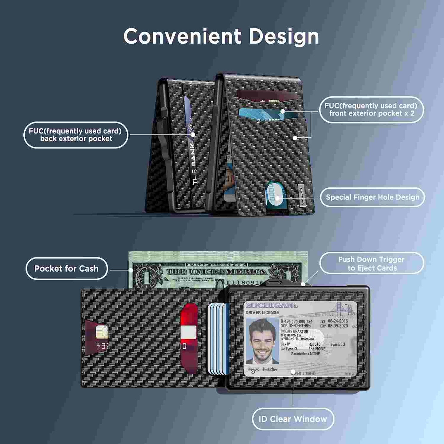 Smart Minimalist Pop-Up Wallet with RFID Blocking Protection