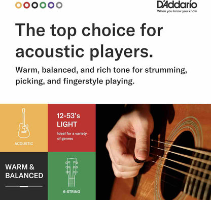 Warm Bright Tone Custom Light Acoustic Guitar Strings (.011-.052)| 2 Pack per Set
